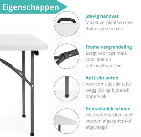 ADSafety Opvouwbare Campingtafel Wit - ADSafety