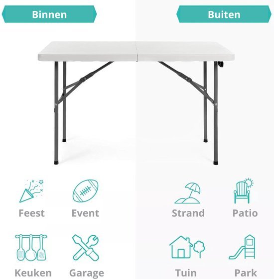 ADSafety Opvouwbare Campingtafel Wit - ADSafety