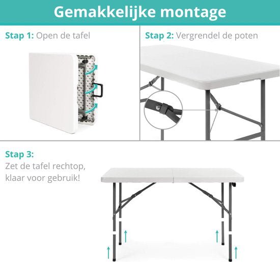 ADSafety Opvouwbare Campingtafel Wit - ADSafety