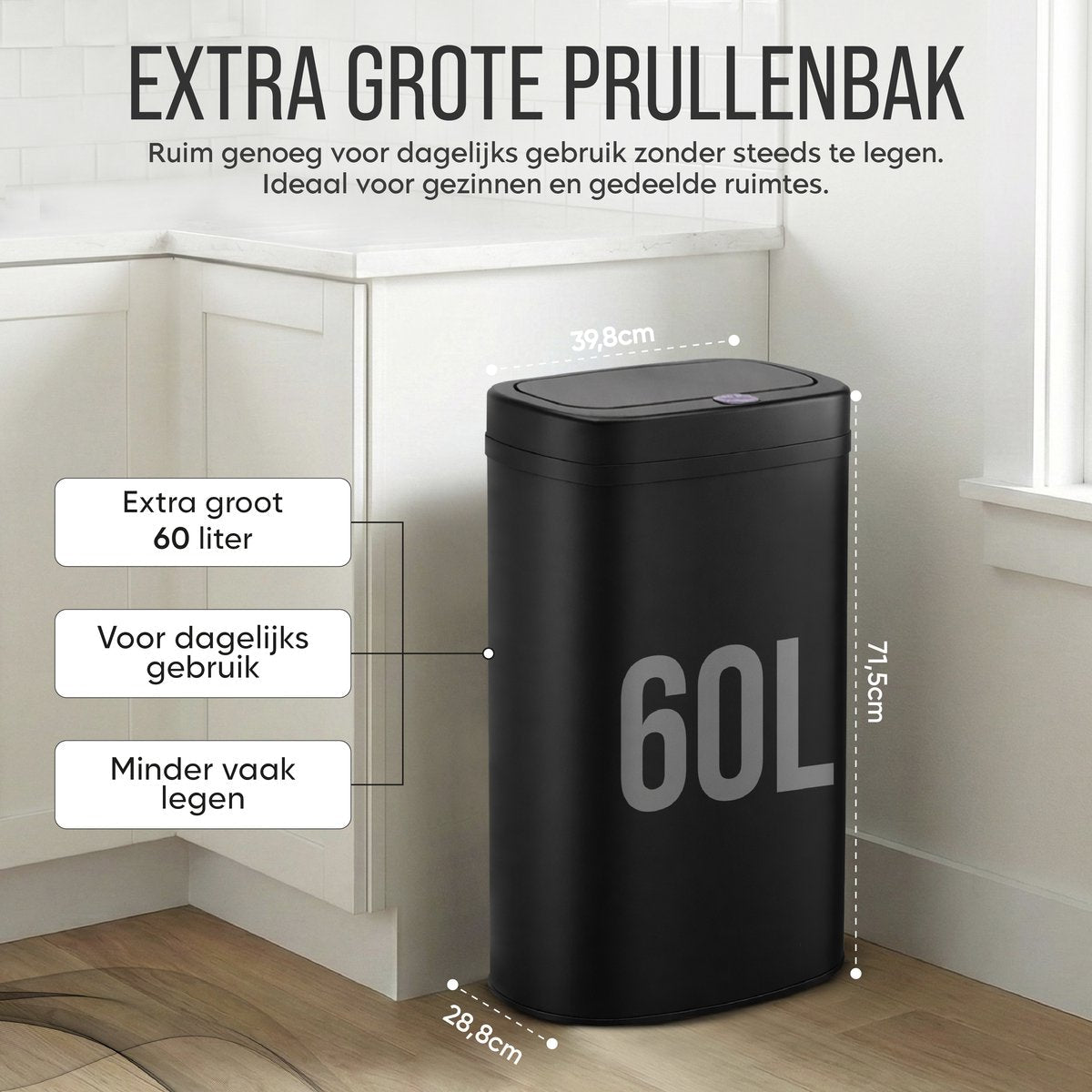 ADSafety Sensor Prullenbak 60L - Ovaal - ADSafety