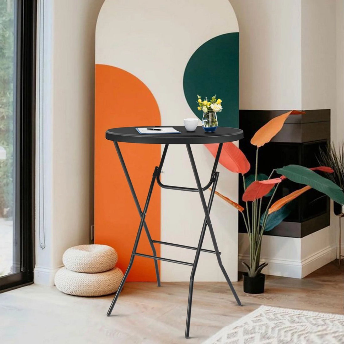 ADSafety Statafel - 10 Stuks - Inclusief Statafelhoes - Ø80 x 110 cm - Zwart - ADSafety