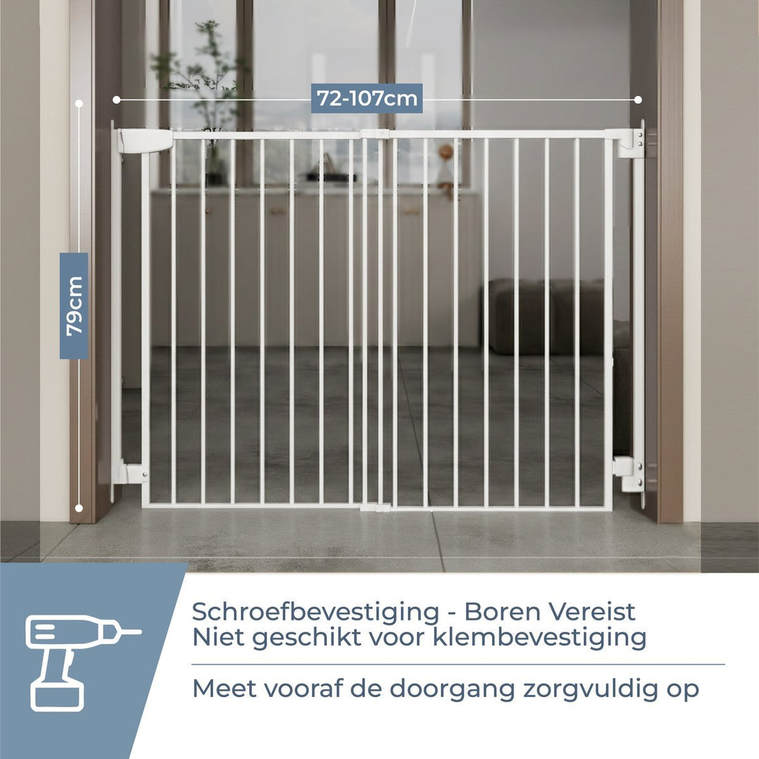 ADSafety Traphek Uitschuifbaar - 72 t/m 107 cm - Wit - ADSafety