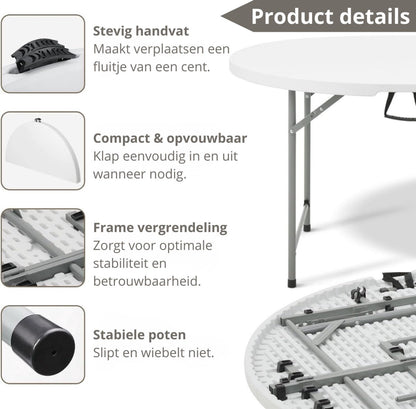 ADSafety Inklapbare Tafel - Ø122 x H74 cm - Wit