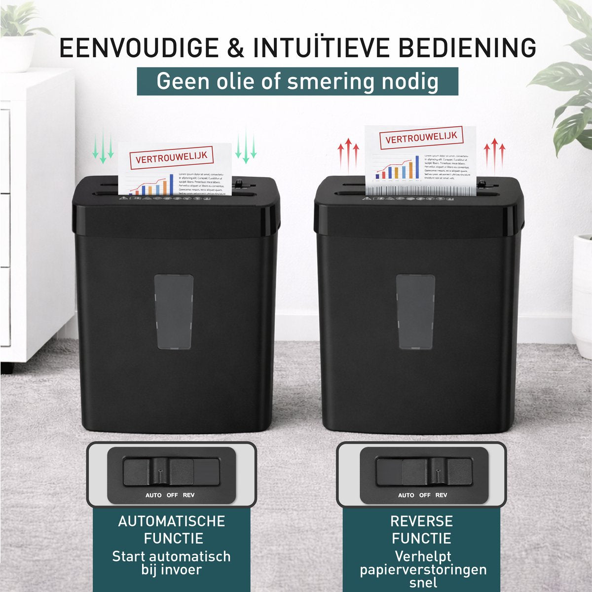 Papierversnipperaar – automatische en reverse-functie