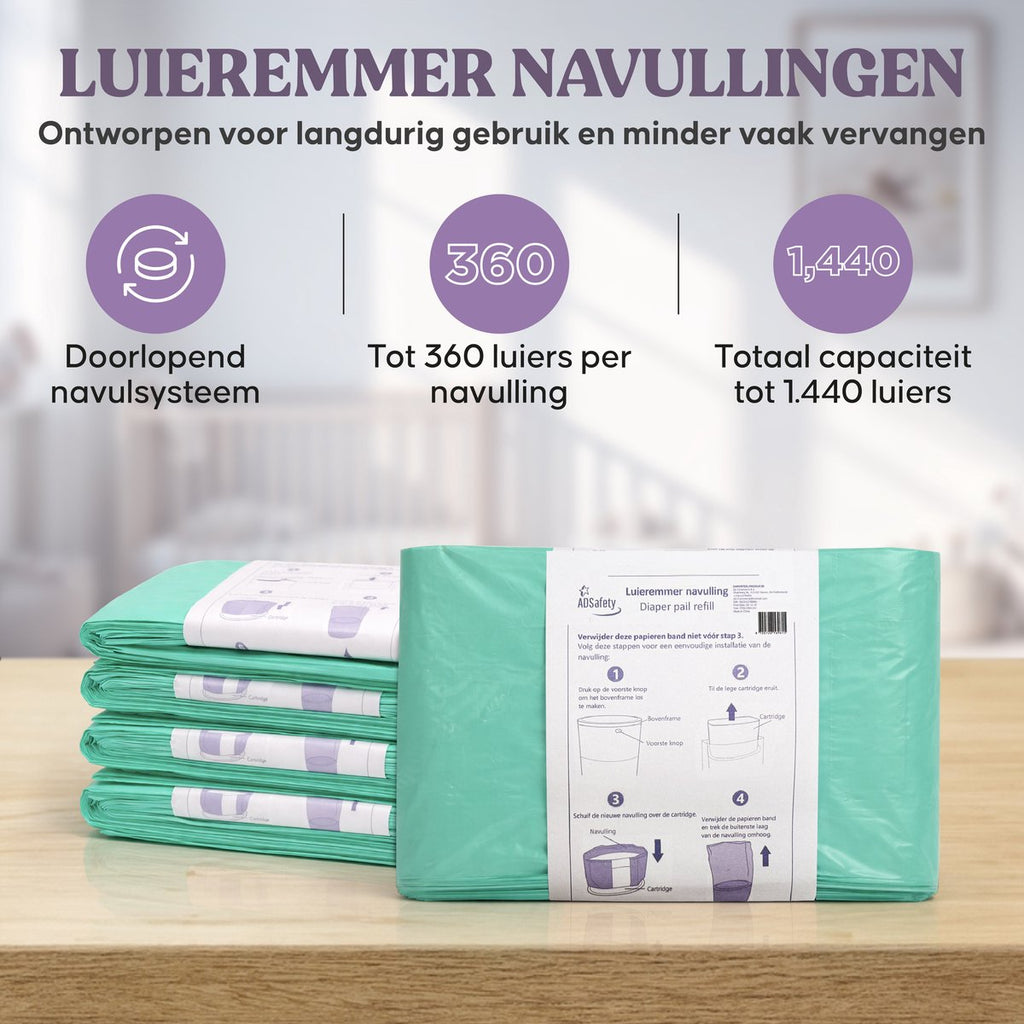 Luieremmer navullingen – doorlopend navulsysteem, tot 360 luiers per navulling