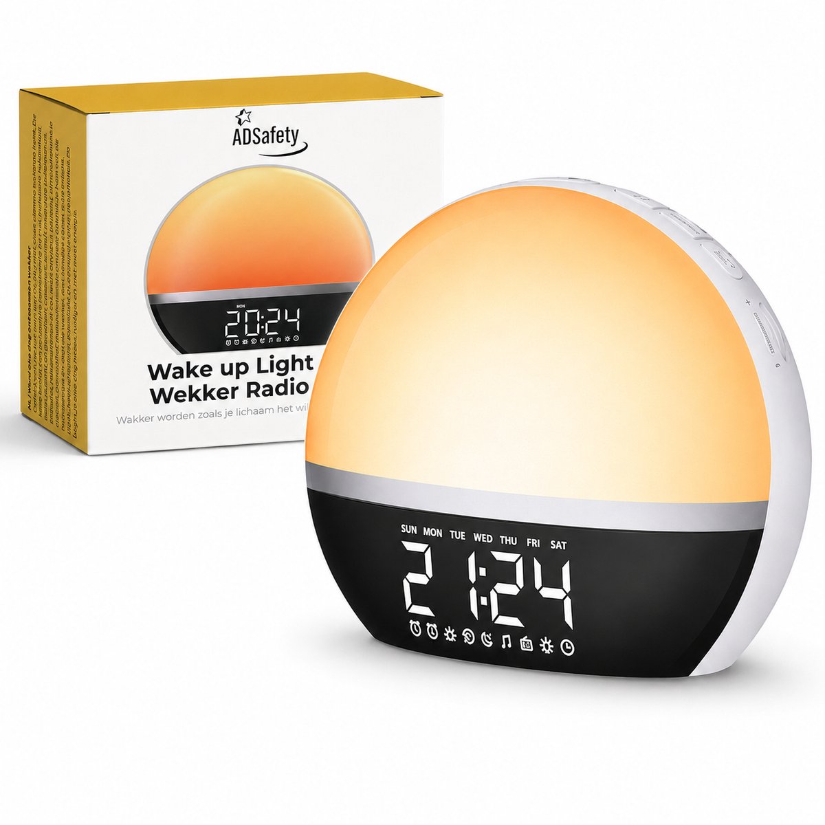 Wake-up light met FM-radio en digitale klok, met verpakking