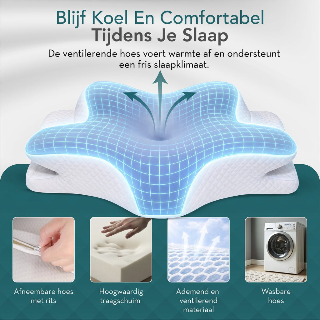 Grijs hoofdkussen – ventilerende, afneembare en wasbare hoes