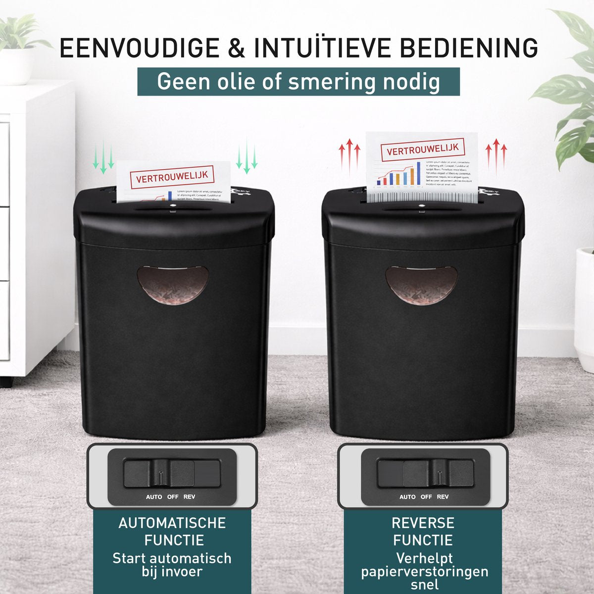Papierversnipperaar – automatische en reverse-functie