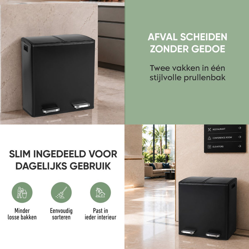 Afvalscheider 2 x 30 L in de keuken – slim ingedeeld voor dagelijks gebruik