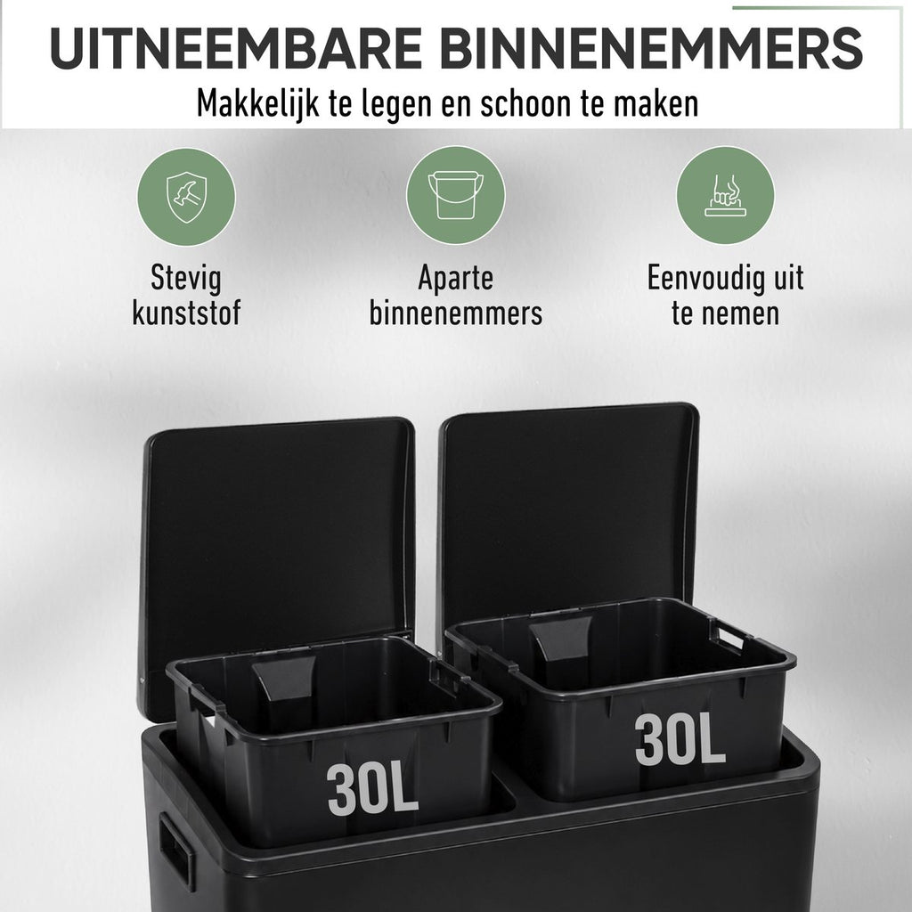 Afvalscheider – twee uitneembare binnenemmers van 30 L