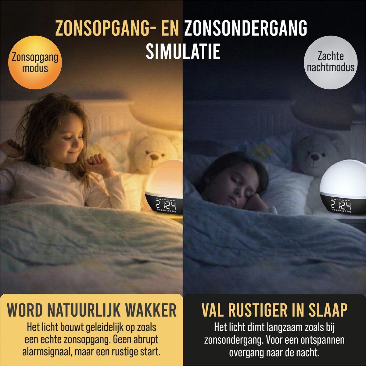 Wake-up light – zonsopgang- en zonsondergangsimulatie