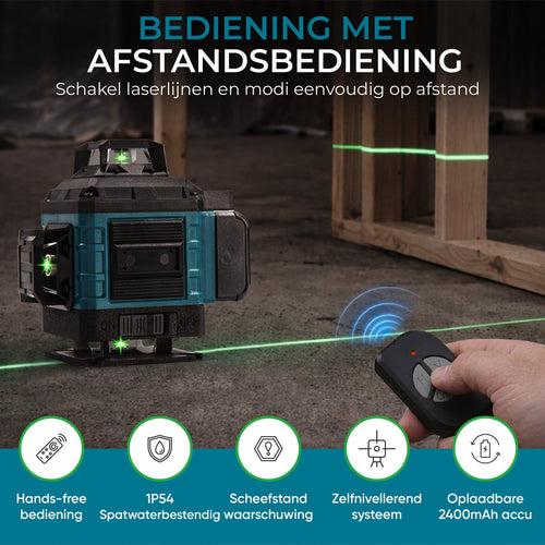 Kruislijnlaser – bediening met afstandsbediening