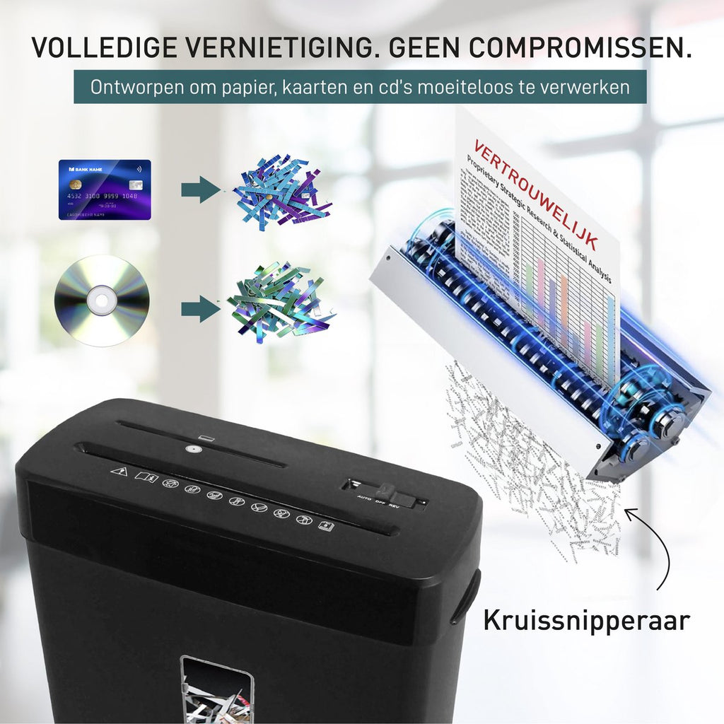 Papierversnipperaar – kruissnippers van papier, pasjes en cd's