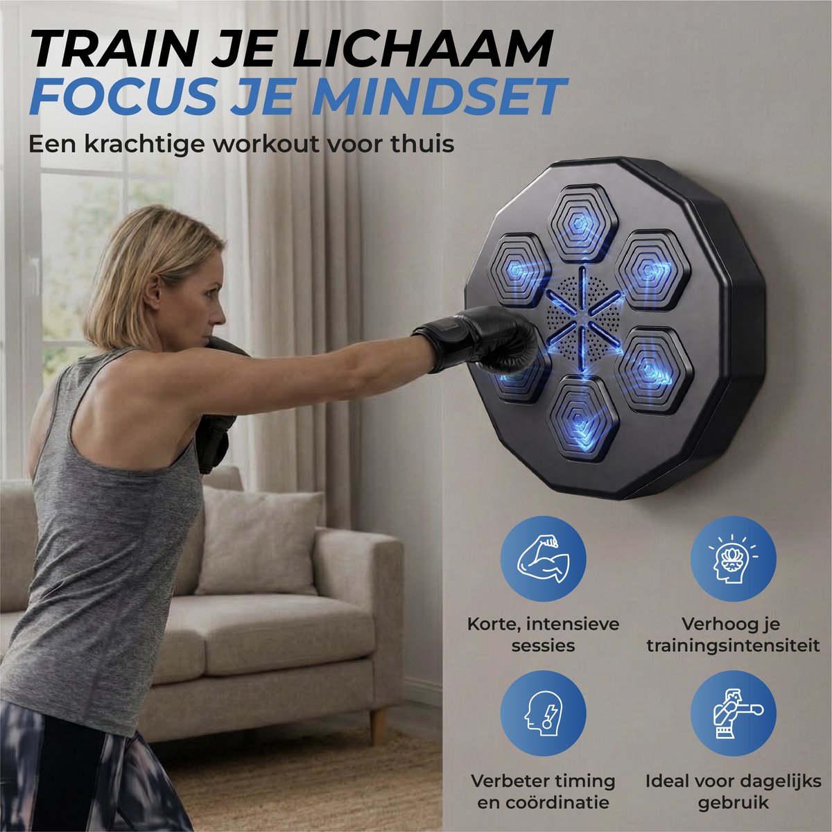 Vrouw traint op de boksmachine