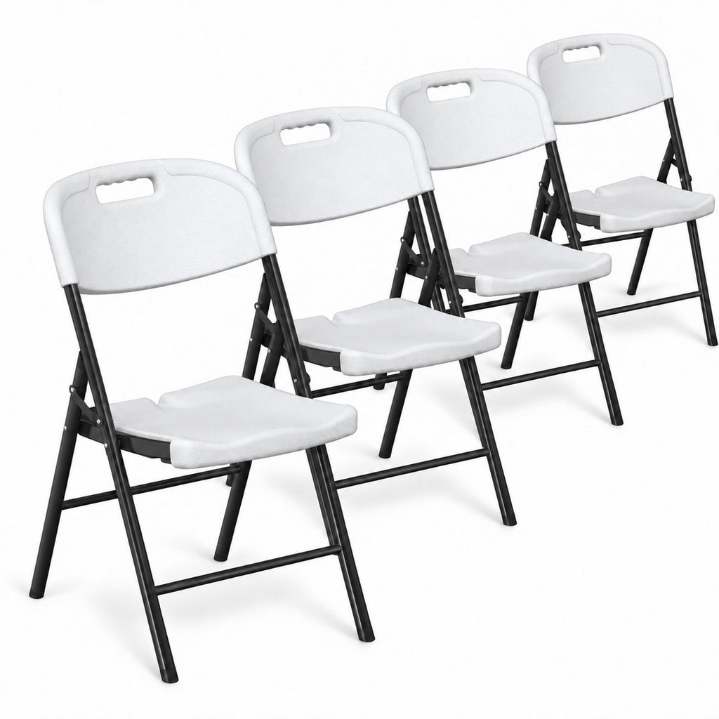 Vier witte klapstoelen zware kwaliteit met kunststof zitting