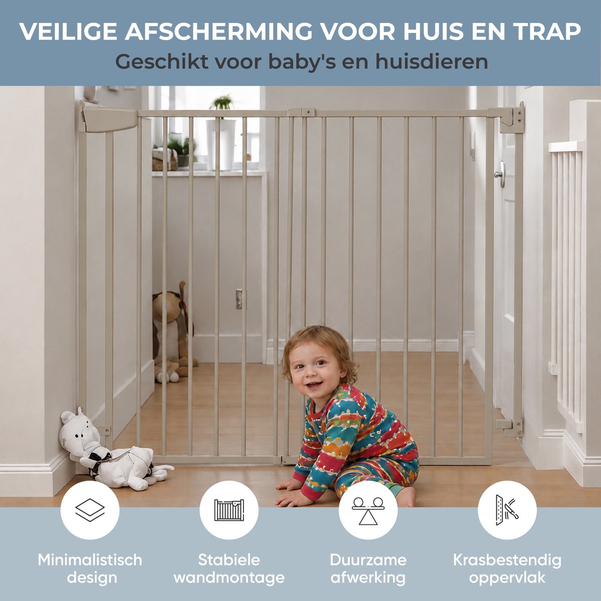 Traphek Japandi in de woonkamer met spelend kind