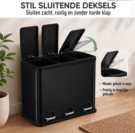 Zwarte afvalscheider – stil sluitende deksels