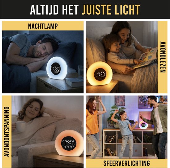 Wake-up light als nachtlamp, leeslamp en sfeerverlichting