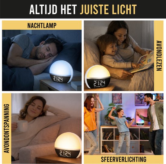 Wake-up light als nachtlamp, leeslamp en sfeerverlichting