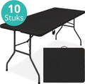 Zwarte inklapbare tafel 180 cm – set van 10, uitgeklapt en ingeklapt