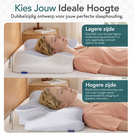 Grijs hoofdkussen – kies de lagere of hogere zijde