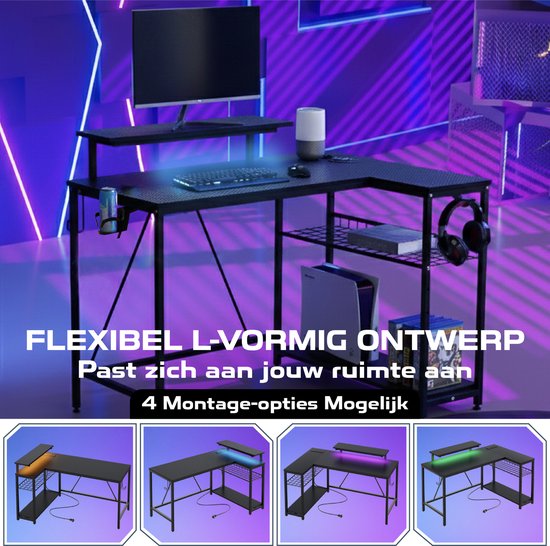 L-vormig gamebureau – vier opstellingen mogelijk