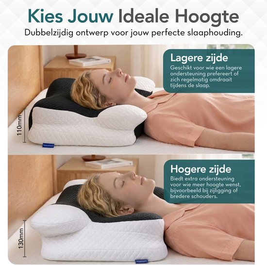 Zwart hoofdkussen – kies de lagere of hogere zijde