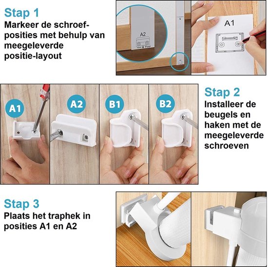 Wit oprolbaar hondenhekje – montage in drie stappen