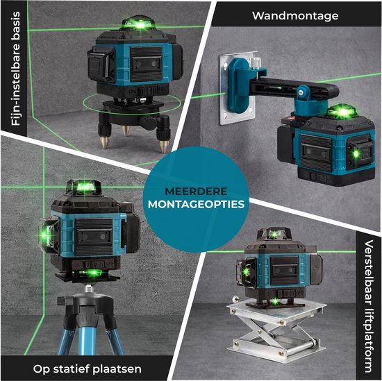 Kruislijnlaser – montage op statief, wand en liftplatform