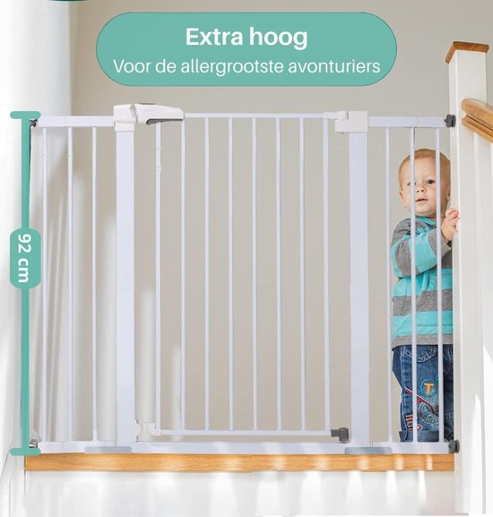 Wit traphek extra hoog – 92 cm, kind achter het hek