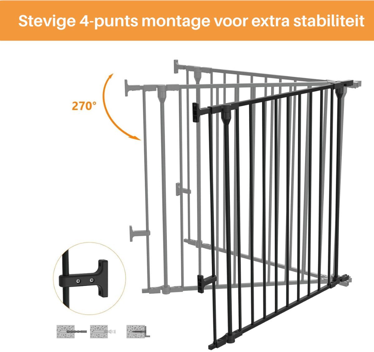 ADSafety 5 Panelen Veiligheidshekje - Tot 340 CM - Wit - ADSafety