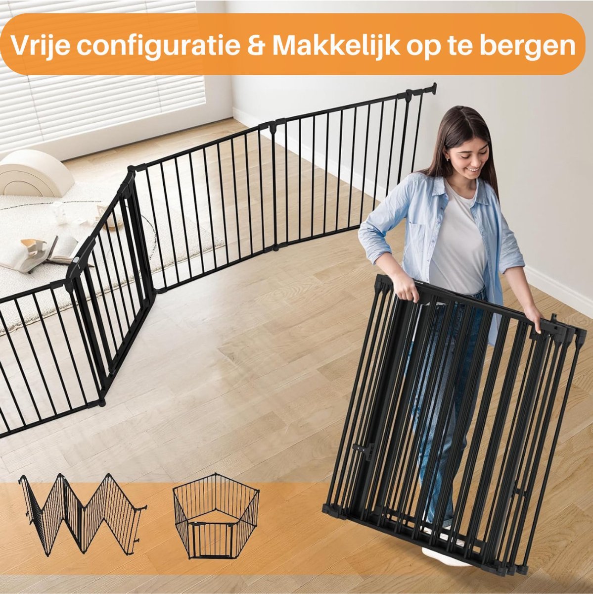 ADSafety 5 Panelen Veiligheidshekje - Tot 340 CM - Wit - ADSafety