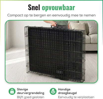 ADSafety Hondenbench Opvouwbaar - Zwart - ADSafety