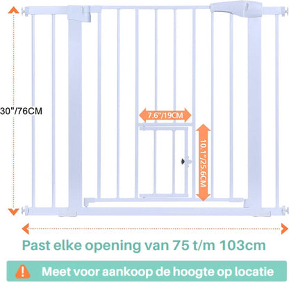 ADSafety Hondenhek Zonder Boren - 76 t/m 103 cm - Wit - ADSafety