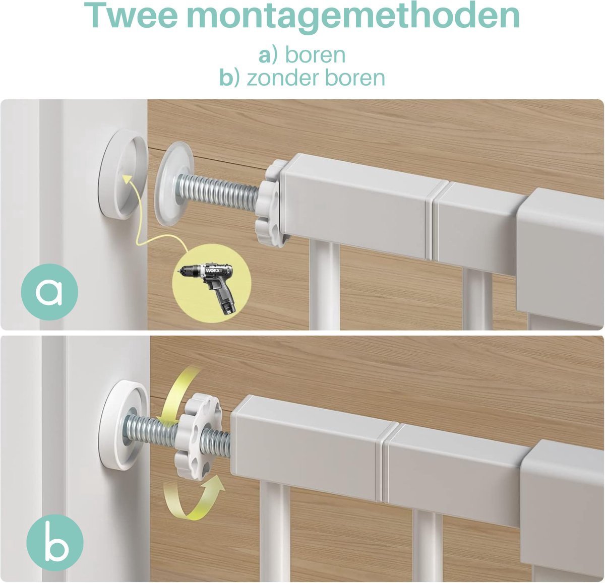 ADSafety Hondenhek Zonder Boren - 76 t/m 103 cm - Wit - ADSafety