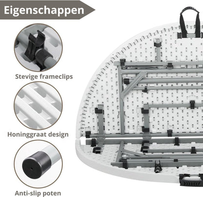 ADSafety Inklapbare Tafel - Ø122 x H74 cm - Wit - ADSafety