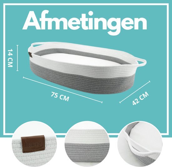 Grijze verschoonmand – afmetingen 75 x 42 x 14 cm