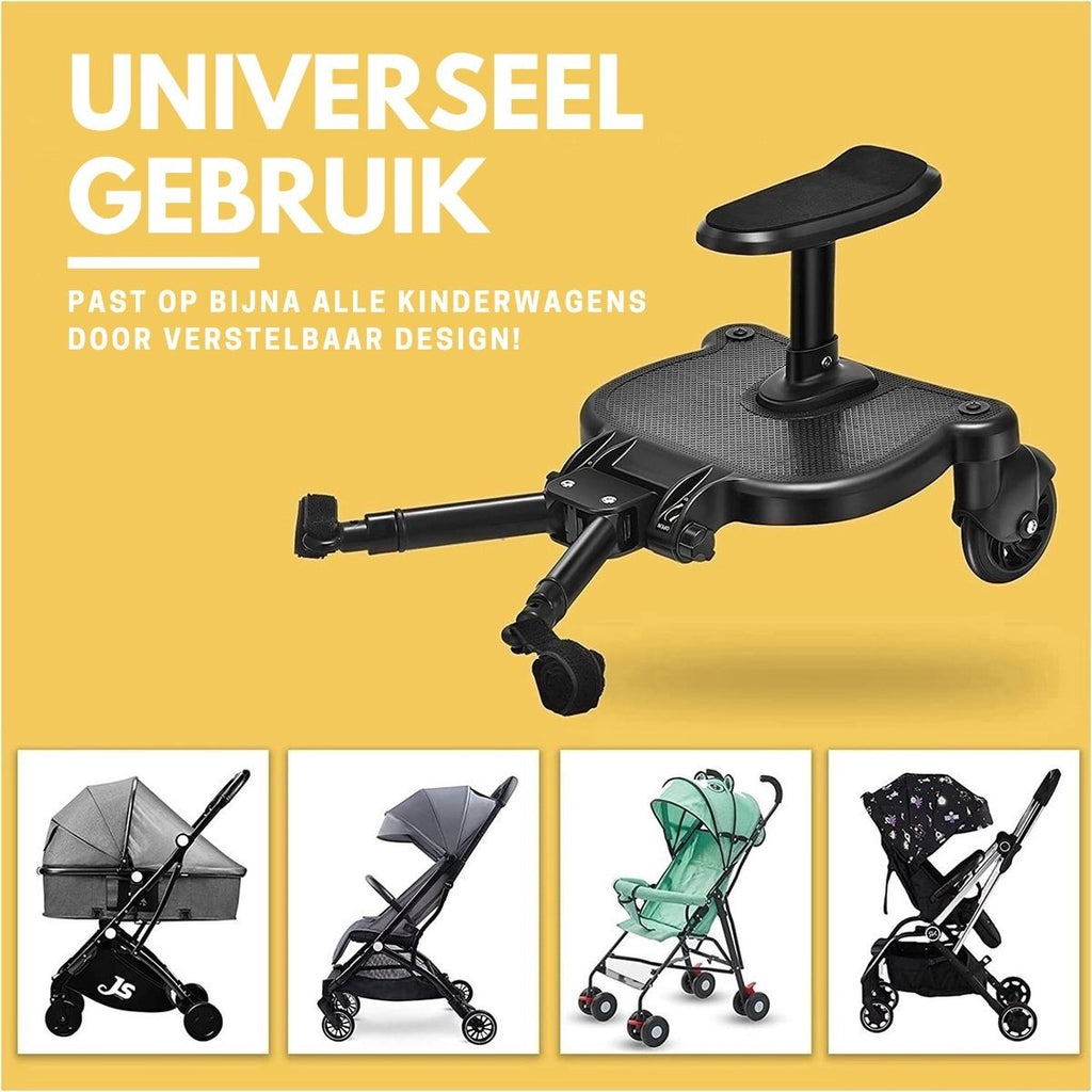 Meerijdplankje – past op verschillende soorten kinderwagens