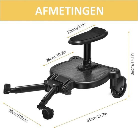 Meerijdplankje met zitje – afmetingen