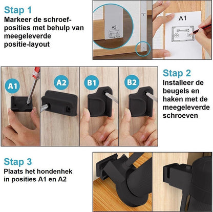 ADSafety Oprolbaar Hondenhekje - 10 tot 180 cm Breed - Zwart - ADSafety