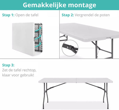 ADSafety Opvouwbare Campingtafel Wit - ADSafety