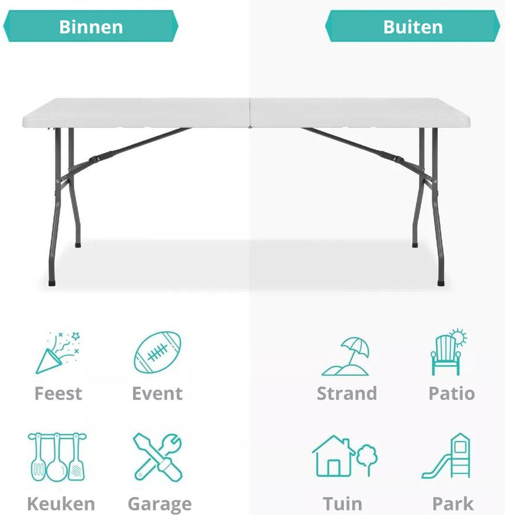 Witte inklapbare tafel 180 cm voor binnen en buiten