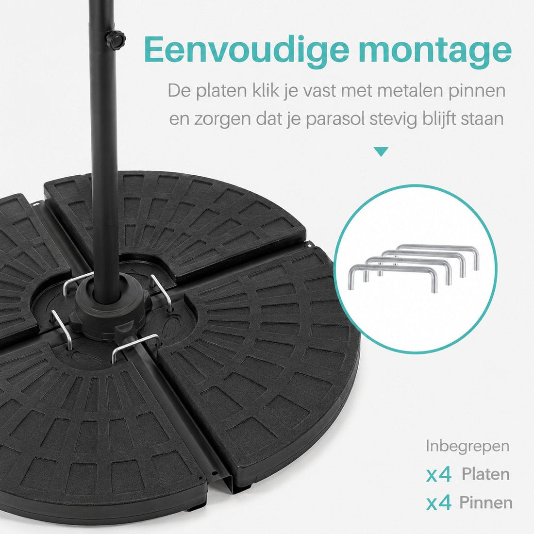 ADSafety Parasoltegels Rond 4-delig - Vulbaar tot 66 kg - ADSafety