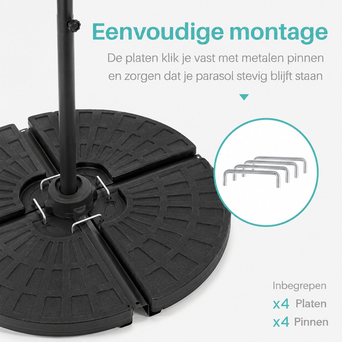 ADSafety Parasoltegels Rond 4-delig - Vulbaar tot 66 kg - ADSafety