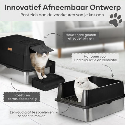 ADSafety RVS Kattenbak - 60 x 40 x 38 cm - ADSafety