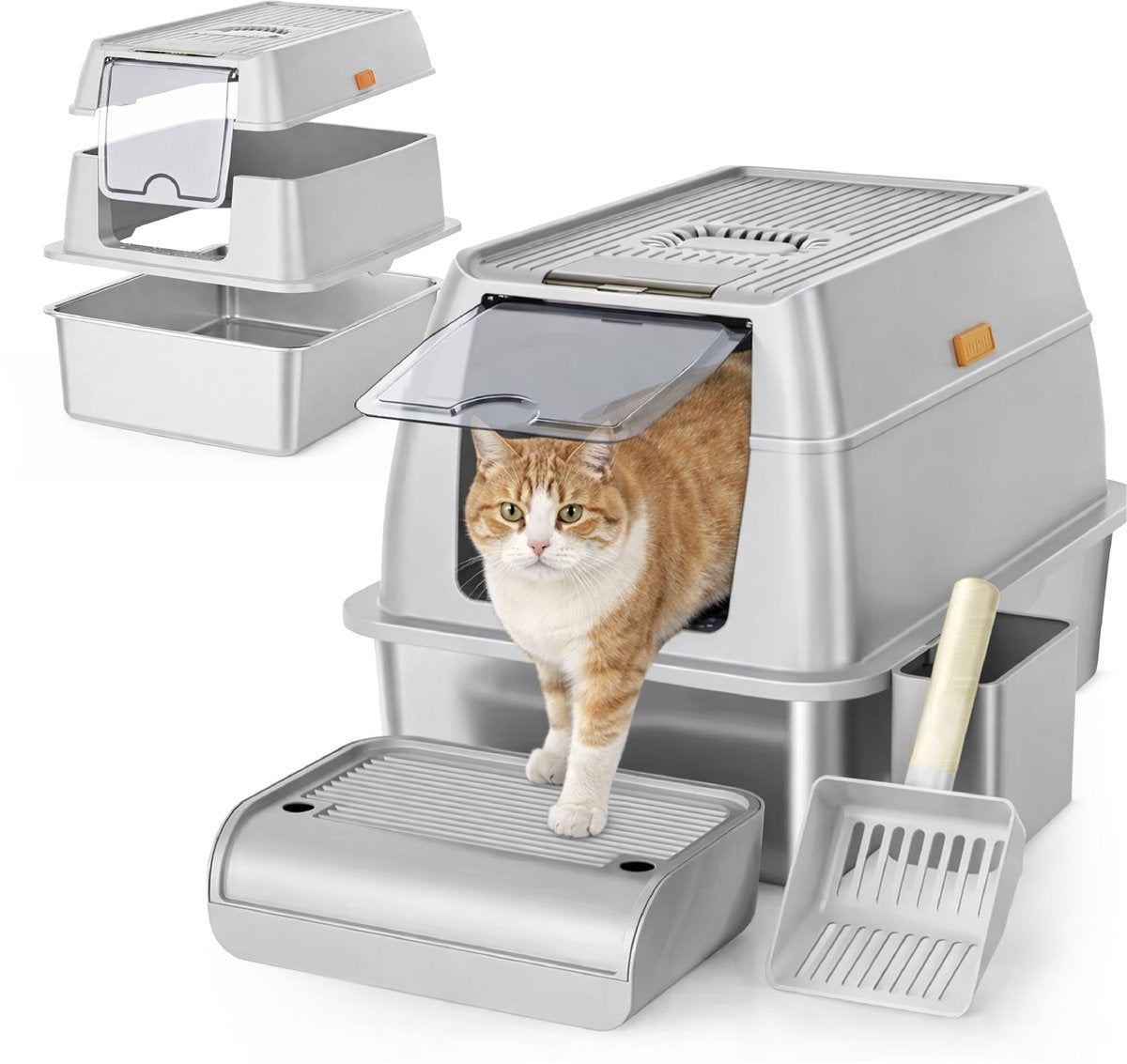 ADSafety RVS Kattenbak - 60 x 40 x 38 cm - ADSafety