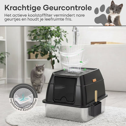 ADSafety RVS Kattenbak - 60 x 40 x 38 cm - ADSafety