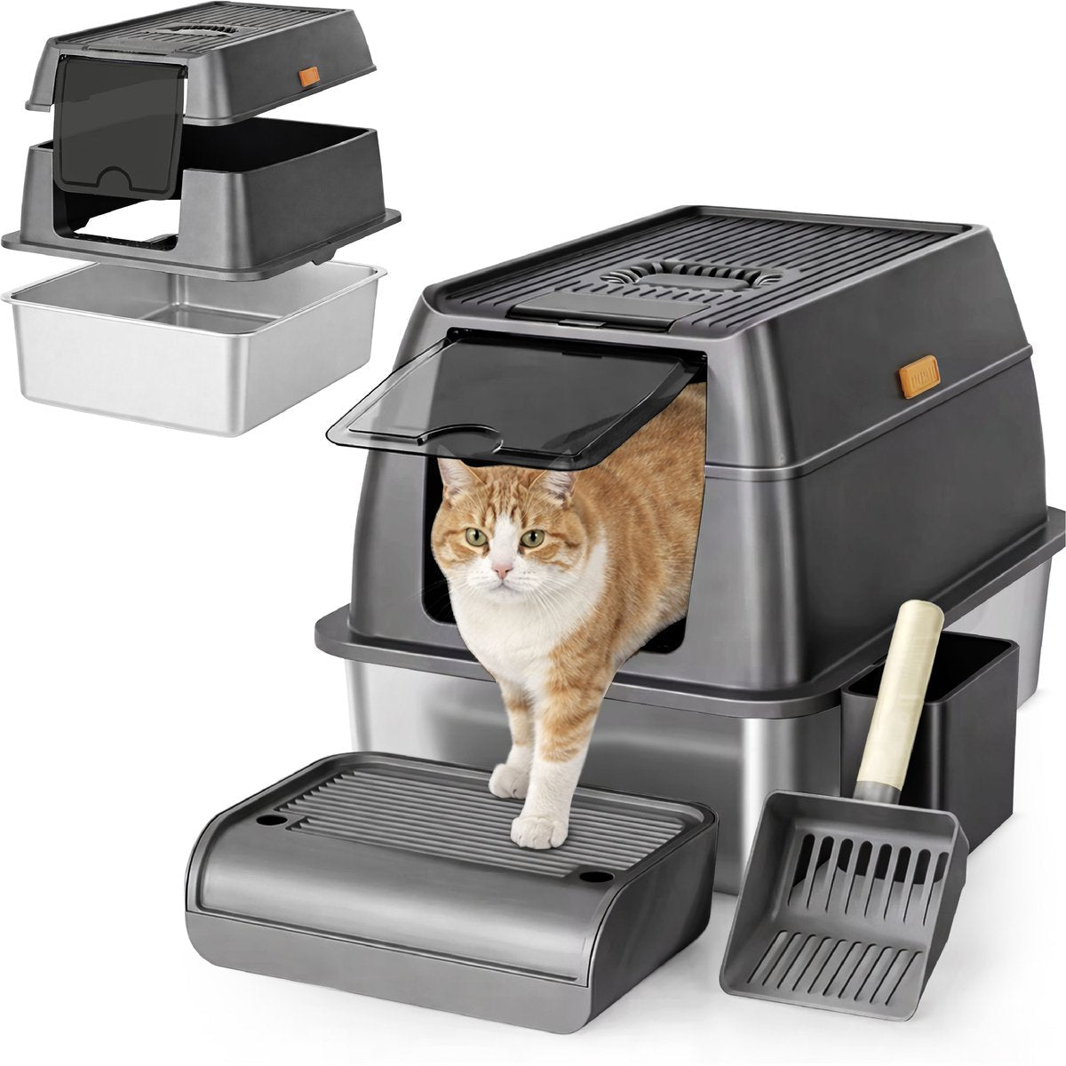 ADSafety RVS Kattenbak - 60 x 40 x 38 cm - ADSafety