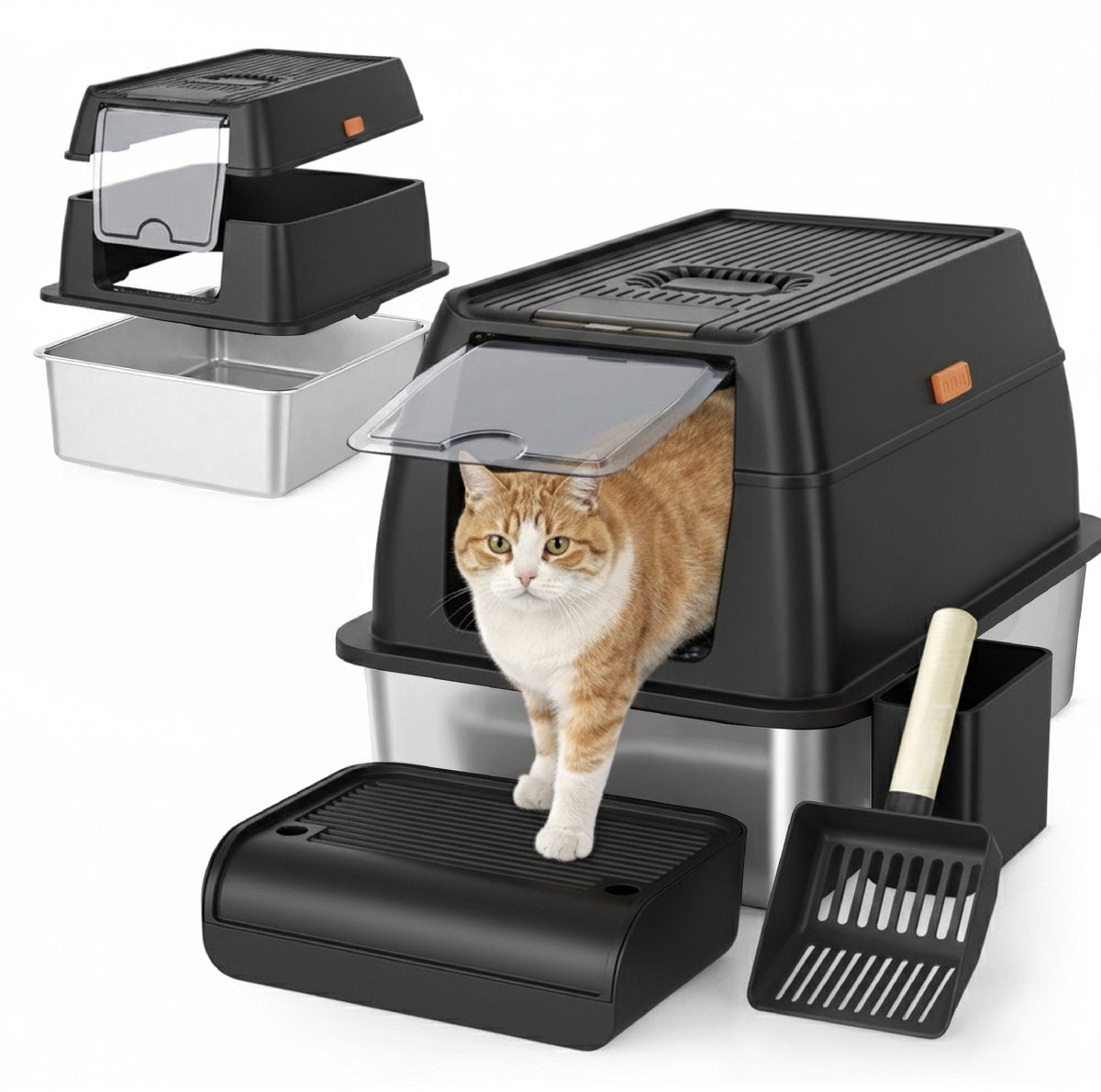 ADSafety RVS Kattenbak - 60 x 40 x 38 cm - ADSafety