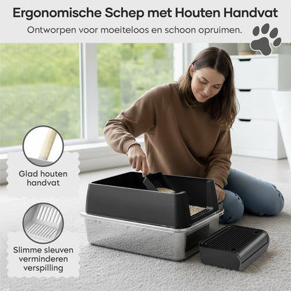 ADSafety RVS Kattenbak - 60 x 40 x 38 cm - ADSafety